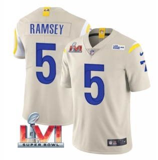 Men's Los Angeles Rams #5 Jalen Ramsey Bone 2022 Super Bowl LVI Vapor Limited Stitched