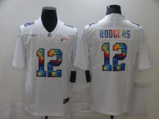 Packers-12-Aaron-Rodgers white rainbow vapor jersey