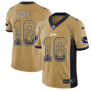 Men's Los Angeles Rams #16 Jared Goff Gold 2018 Drift Fashion Color Rush Limited