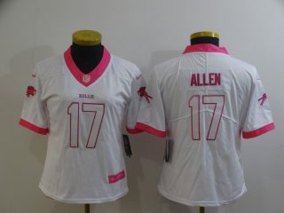 Bills-17-Josh-Allen pink women jersey