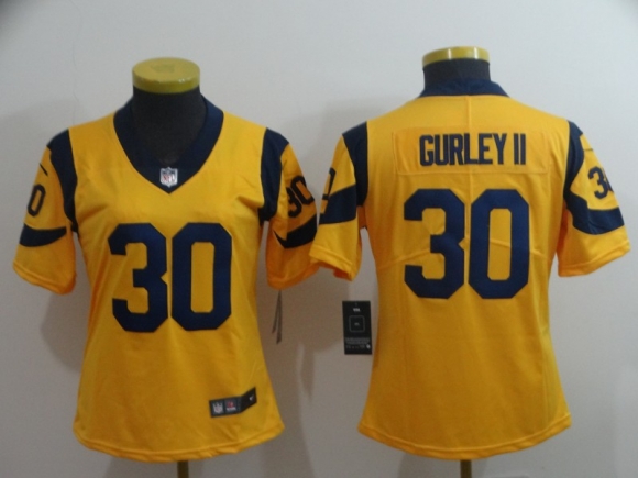 Women's Los Angeles Rams #30 Todd Gurley II Gold Vapor Untouchable Limited Stitched NFL Jersey