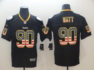 Steelers-90-T.J.-WattBlack-USA-Flag-Fashion-Limited-Jersey