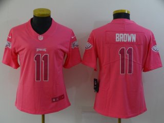 Philadelphia Eagles #11 A. J. Brown pink women jersey