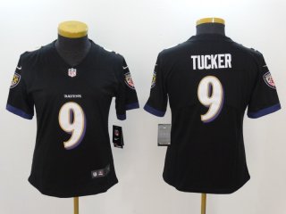 Ravens-9-Justin-Tucker women black limited jersey