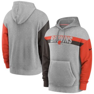 Nike Cleveland Browns Heathered Gray Fan Gear Heritage Tri-Blend Pullover Hoodie