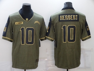 Chargers-10-Justin-Herbert 2021 gold salute to service jersey