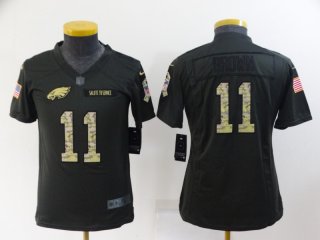 Philadelphia Eagles #11 A. J. Brown black salute to service limited women jersey