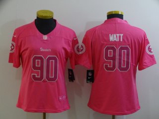 Pittsburgh Steelers #90 watt pink women jersey