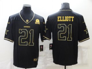 Cowboys-21-Ezekiel-Elliott black gold limited jersey