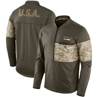 Men's-Minnesota-Vikings-Nike-Olive-Salute-to-Service-Sideline-Hybrid-Half-Zip-Pullover-Jacket