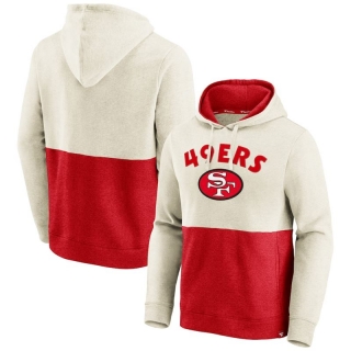 San Francisco 49ers Fanatics Branded Throwback Arch Colorblock Pullover Hoodie - Oatmeal&Scarle
