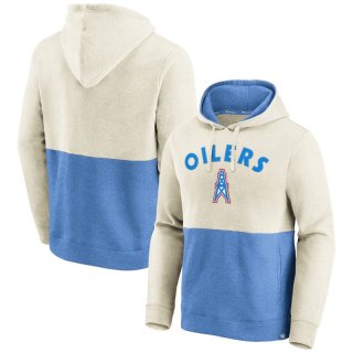 Houston Oilers Fanatics Branded Throwback Arch Colorblock Pullover Hoodie - Oatmeal&Light Blue