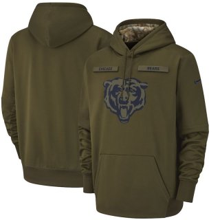 Men's Chicago Bears Olive Salute To Service Sideline Therma Performance Pullover