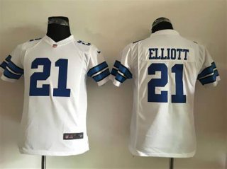 Cowboys-21-Ezekiel-Elliott youth white jersey
