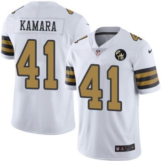 Nike-Saints-41-Alvin-Kamara-White-Youth-With-Tom-Benson-Patch-Color-Rush-Limited-Jersey