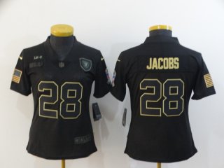 Raiders-28-Josh-Jacobs-Black-2020-Salute-To-Service-Limited- women Jersey