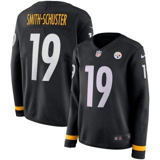 Nike-Steelers-19-JuJu-Smith-Schuster-Black-Women-Long-Sleeve-Limited-Jersey