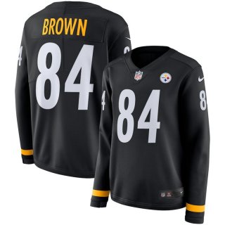 Nike-Steelers-84-Antonio-Brown-Black-Women-Long-Sleeve-Limited-Jersey