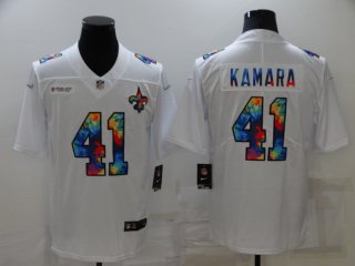 Saints-41-Alvin-Kamara white rainbow limited jersey