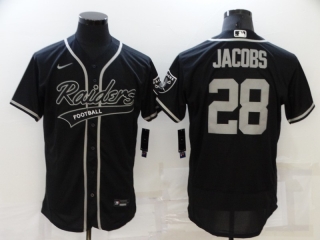 Raiders-28-Josh-Jacobs black baseball style jersey