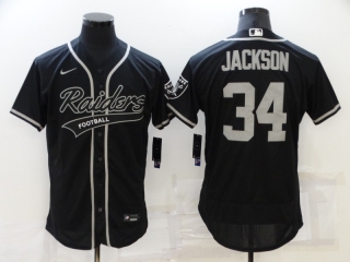 Raiders-34-Bo-Jackson black baseball style jersey