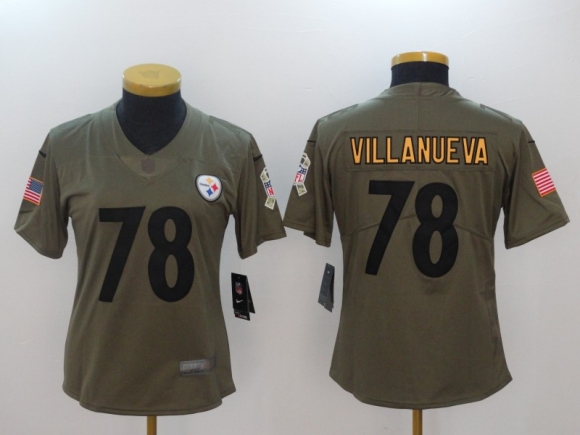 Nike-Steelers-78-Alejandro-Villanueva-Olive-Women-Salute-To-Service-Limited-Jersey