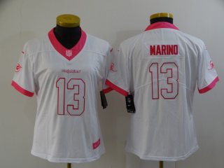Dolphins-13-Dan-Marino white pink women jersey