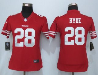 Nike-49ers-28-Carlos-Hyde-Red-Women-Limited-Jersey