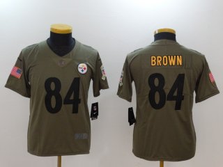 Nike-Steelers-84-Antonio-Brown-Youth-Olive-Salute-To-Service-Limited-Jersey