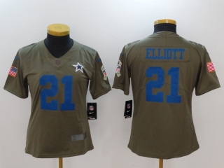 Nike-Cowboys-21-Ezekiel-Elliott-Women-Olive-Salute-To-Service-Limited-Jersey