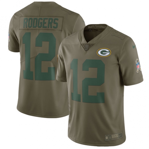 Nike-Packers-12-Aaron-Rodgers-Youth-Olive-Salute-To-Service-Limited-Jersey