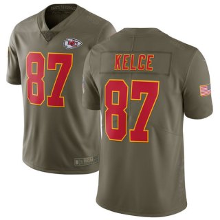 Nike-Chiefs-87-Travis-Kelce-Youth-Olive-Salute-To-Service-Limited-Jersey