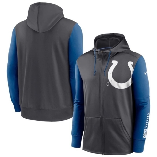 Indianapolis Colts CharcoalRoyal Fan Gear Mascot Performance Full-Zip Hoodie