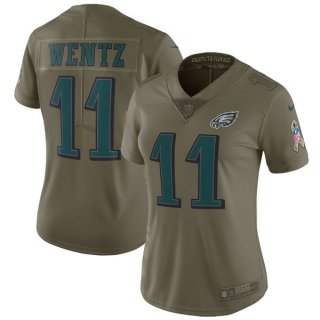 Nike-Eagles-11-Carson-Wentz-Women-Olive-Salute-To-Service-Limited-Jersey