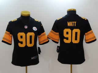 Nike-Steelers-90-T.J.-Watt-Black-Women-Color-Rush-Limited-Jersey