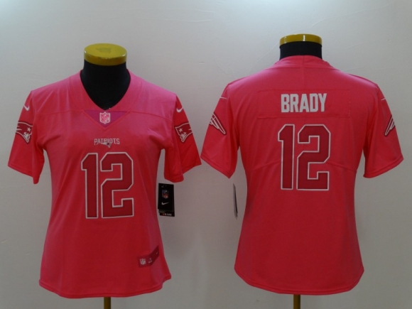 Nike-Patriots-12-Tom-Brady-Pink-Fashion-Women-Limited-Jersey
