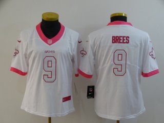 Nike-Saints-9-Drew-Brees-White-Pink-Fashion-Women-Rush-Limited-Jersey