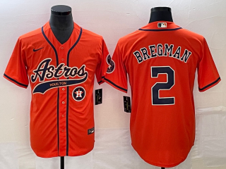 Houston Astros #2 Alex Bregman Orange With Patch Cool Base Stitched Baseball