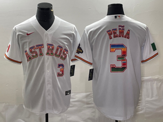 Houston Astros #3 Jeremy Peña White Mexico Cool Base Stitched Baseball Jersey