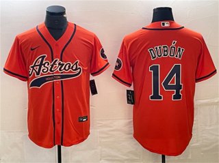 Houston Astros #14 Mauricio Dubón Orange With Patch Cool Base Stitched