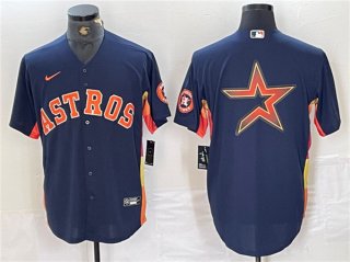 Houston Astros Navy Team Big Logo With Patch Cool Base Stitched Baseball Jersey 3