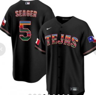Texas Rangers #5 Corey SeagerMexican Black jersey
