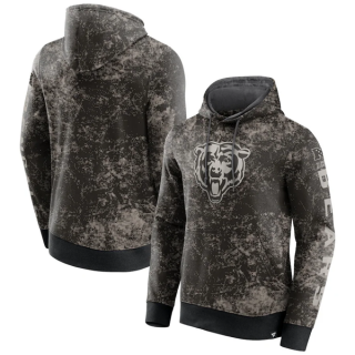 Chicago Bears Black Gray Blackout Tonal Pullover Hoodie