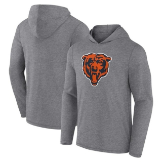 Chicago Bears Heather Gray Primary Logo Long Sleeve Hoodie T-Shirt