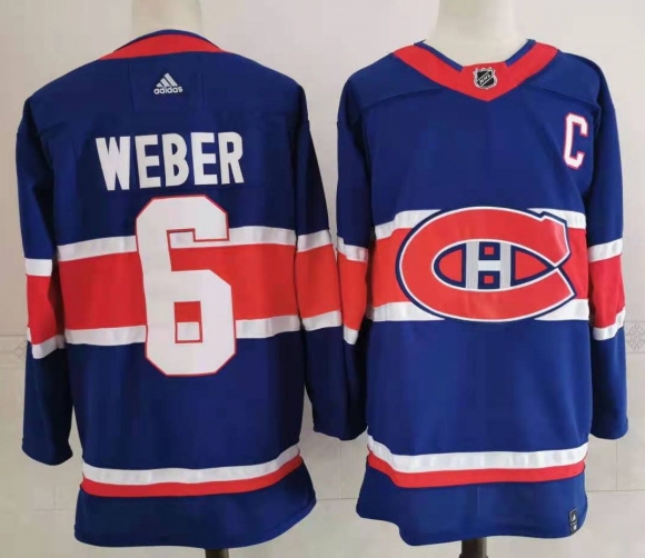 Men's Montreal Canadiens #6 Shea Weber blue Stitched Jersey