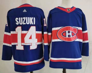 Men's Montreal Canadiens #14 Nick Suzuki blue Stitched Jersey