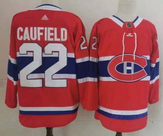 Men's Montreal Canadiens #22 Cole Caufield 2021 Red Stanley Cup Final Stitched Jersey