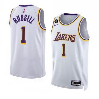 Los Angeles Lakers #1 D’Angelo Russell 2022-23 White With NO.6 Patch Association