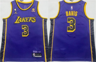 Los Angeles Lakers #3 Anthony Davis Purple With NO.6 Patch Stitched Basketball Jersey