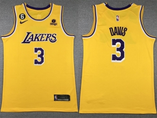 Los Angeles Lakers #3 Anthony Davis Yellow Edition With NO.6 Patch Stitched